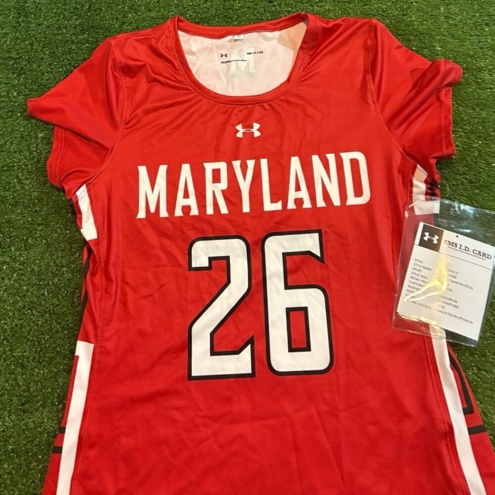 Maryland Terrapins jersey womens small red under armour lacrosse lighweight 42